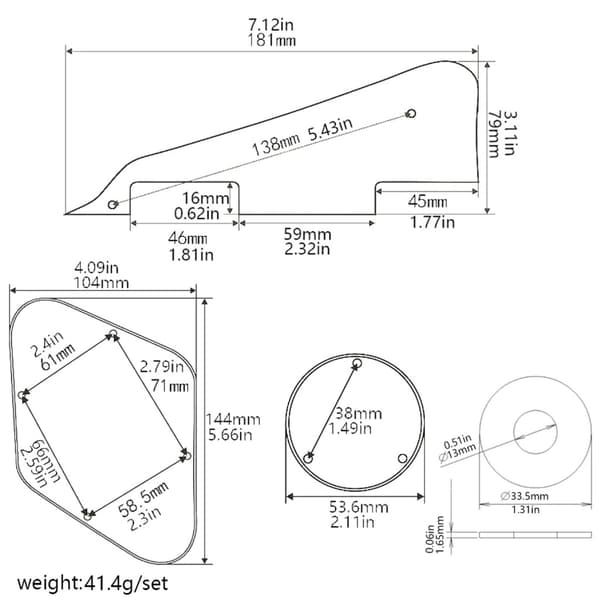 Guitar Pickguard Ridseplade Instrument Tilbehør ABS Tekstur til Guitar