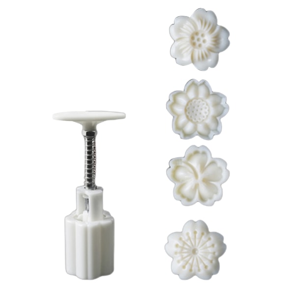 Söta hibiskusformade plast Mooncake-stämplar Mooncake-formar Baktillbehör Mooncake-verktyg för midhöstfestivalen
