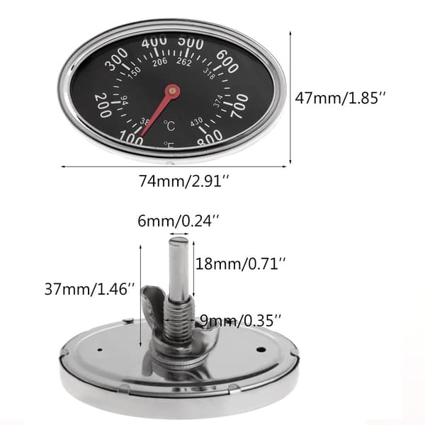 Professionelt ovalt BBQ termometer med sommerfugl for kulgrill