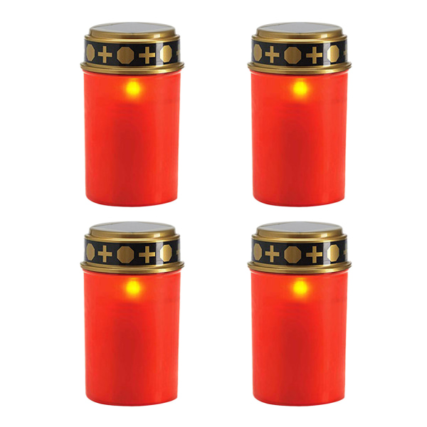 4 st LED gravljusljus LED flimrande röda kyrkogårdsljus sorgeljus
