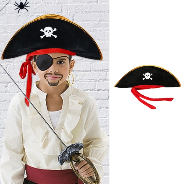 Halloween Pirate Hatt Skalle Print Pirate Party Hat Halloween Cosplay Caribbean Pirate Hat Pirate Captain Hat Cosplay