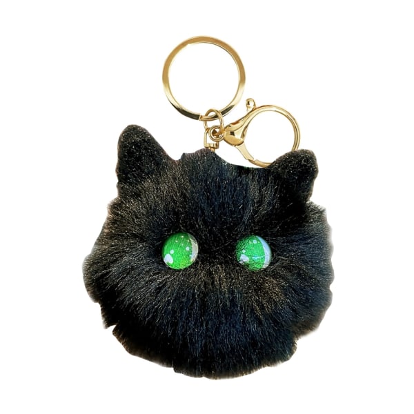 Söt katt hängsmycke Nyckelring Flickor Tecknad bilnyckelring Kawaii-Kvinnor Väska Tillbehör Kreativ-plysch docka plånbok plånbok Black cat