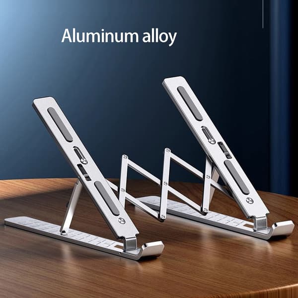 Lettvekts laptopstativ i aluminium, 10 høydejusterbart, sammenleggbart for arbeid og studier