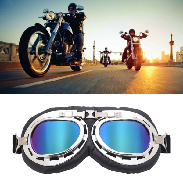 Vindtäta Retro Motorcykelglasögon Glasögon Vintage Moto Classic Goggles för Pilot Style Steampunk ATV Cykel Kopparhjälm Transparent