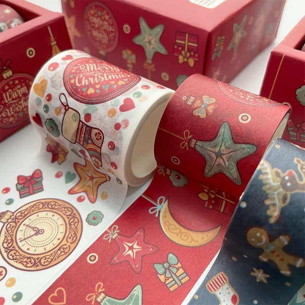 6 Rullar Jul Washi Tejp DIY Scrapbooking Papperstejp för Presentinslagning