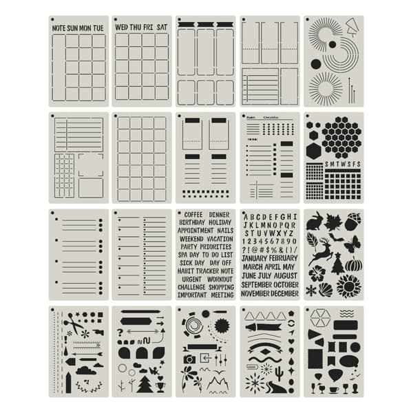 20 st Journal Stencils för Planner Journal Anteckningsbok Dagbok Scrapbook Schema