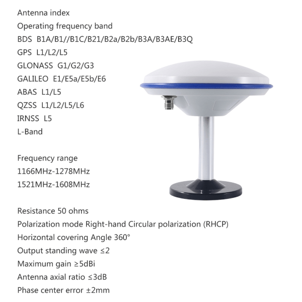 Hög precision GNSS Differential RTK Mapping Svamphuvud Positionering BDS GLONASS GALILEO Antenn