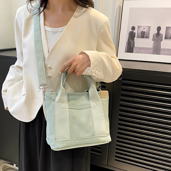 Harajuku axelväskor för kvinnor Handväskor med stor kapacitet Crossbody tygväska Light Green