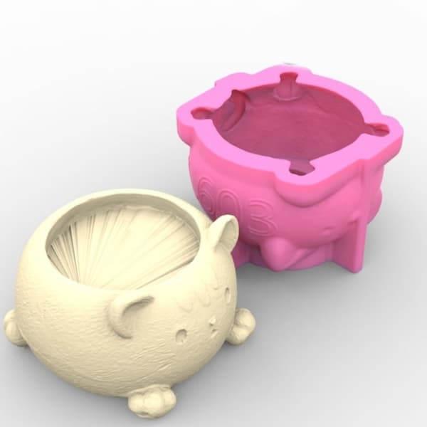 Urtepotter Silikoneforme 3D Kattevase Urtepotte Epoxyharpiksstøbeforme Håndværk