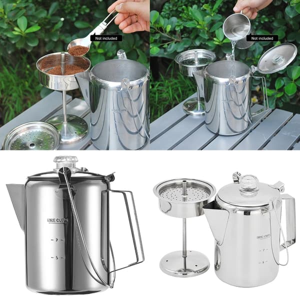 9-kopps kaffekjele i rustfritt stål for utendørs campingkaffemaskin