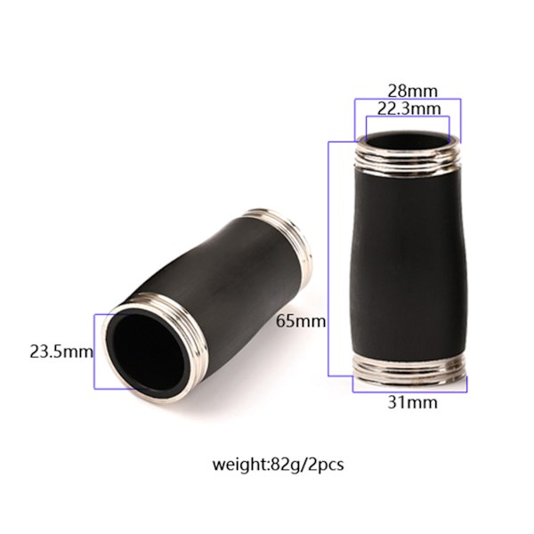 2 stk. Klarinet udskiftning tuning rør dele til Bb klarinet instrument dele 62mm