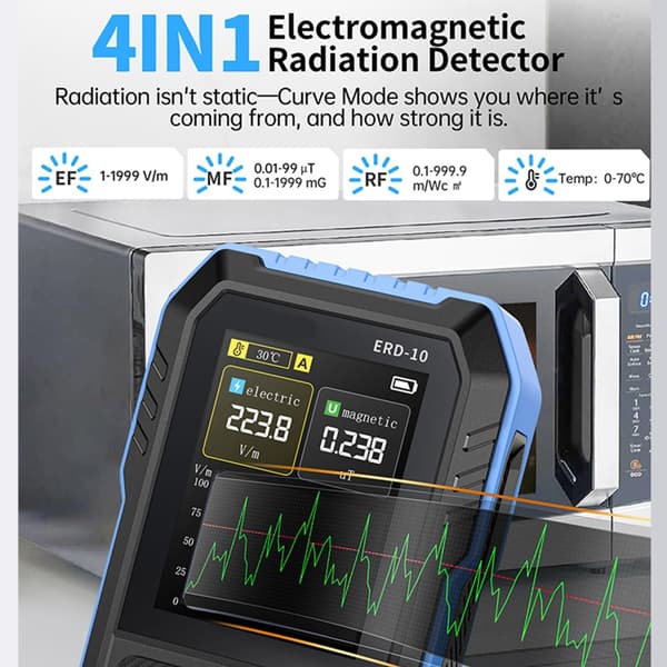 3 alarm elektromagnetisk strålingslæser genopladelig med datalagringsfunktion