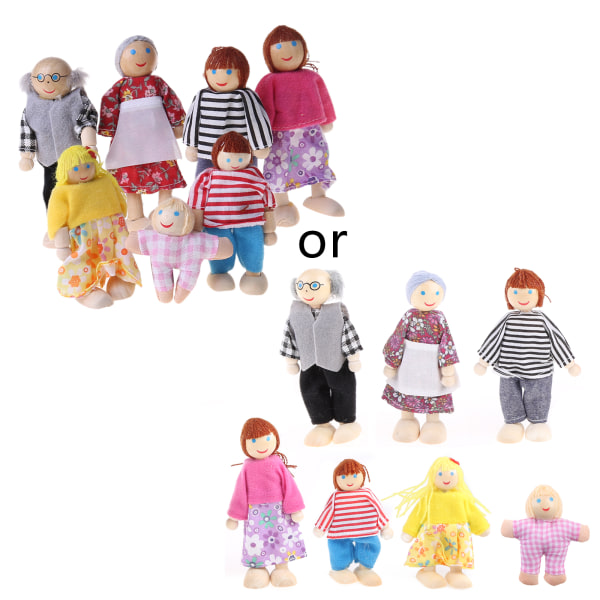 Trämöbler Miniatyr Set för dockleksaker Hus Familj Person Figurer låtsas null - B