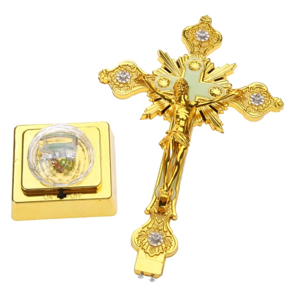 Kyrkliga reliker Figuriner Nattljus krucifix Jesus Kristus på stativet Lampa för kors katolsk antik heminredning Gold
