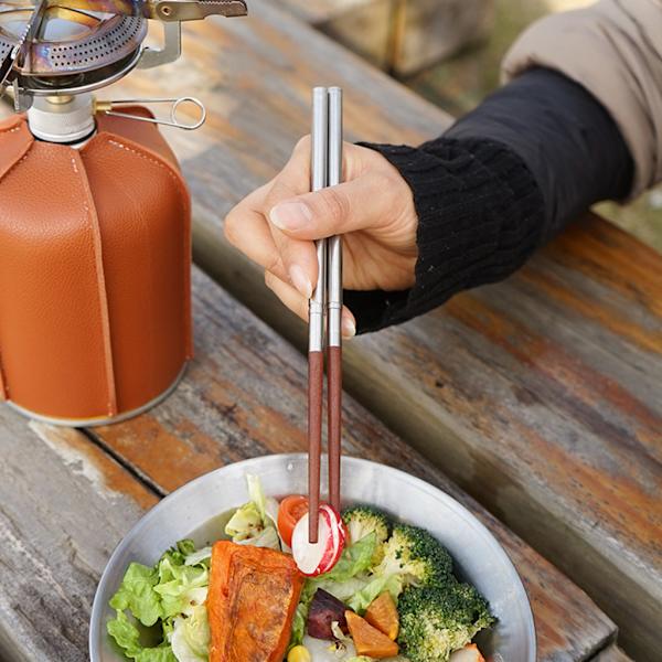 Hopfällbara campingpinnar med fashionabel PU-väska för camping Wooden