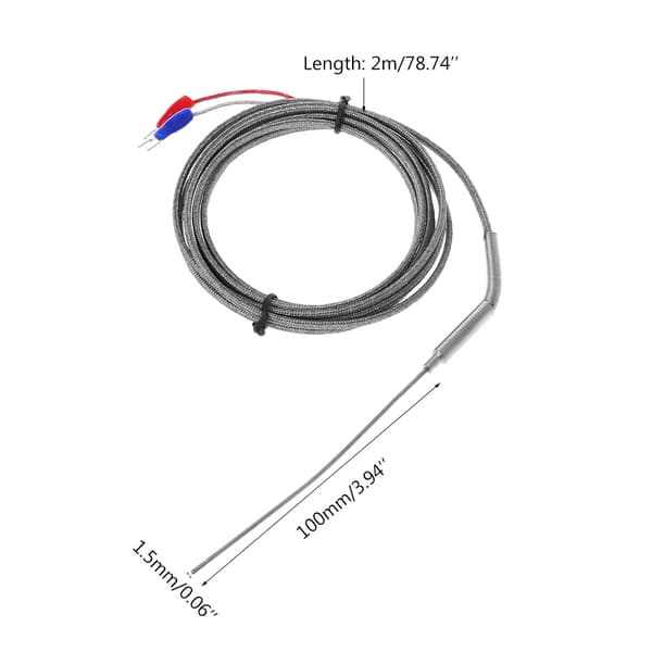 2m K-typ Professionell Termoelement Rostfritt Stål 1,5mm Sond Temperaturregulator Sensor