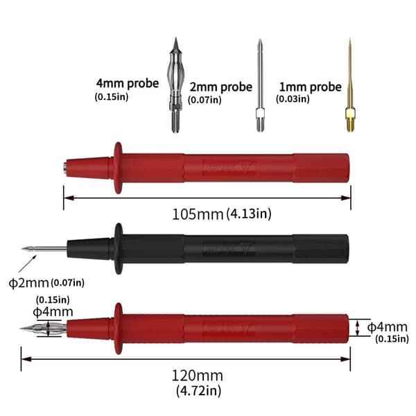 Alternative End Multimeter Testledninger med 4mm 2mm 1mm Prober til Elektronik