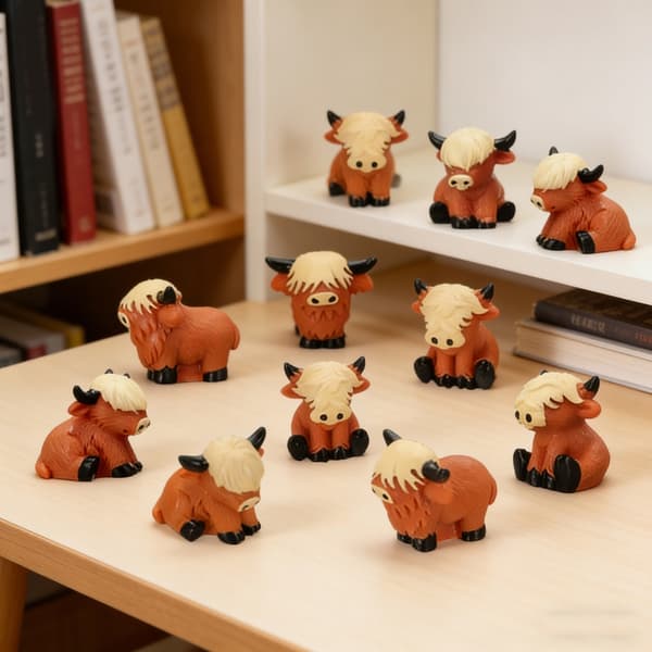 Miniature Ko-Statue Havepynt Mini Highlands Ko-Figurer Kagepynt