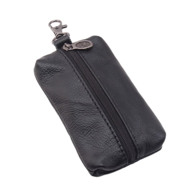Trendy imiteret læder nøgleholder tegnebog etui nøglering cover til bilnøgler opbevaring Black