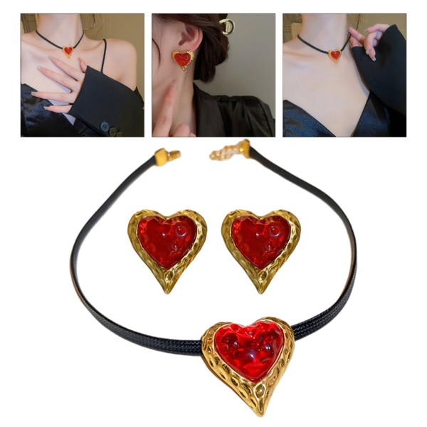 Hjärtat hänge halsband Stud örhänge läckert mode charmig och elegant kärlek null - Necklace