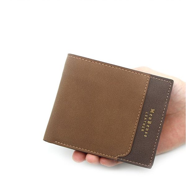 Herr konstläder liten plånbok Kontrastfärg korthållare med dragkedja myntväska Light brown