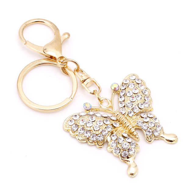 Fashion Charm Nyckelring för Rhinestone Metal för Butterfly Keyring Pendant handväska