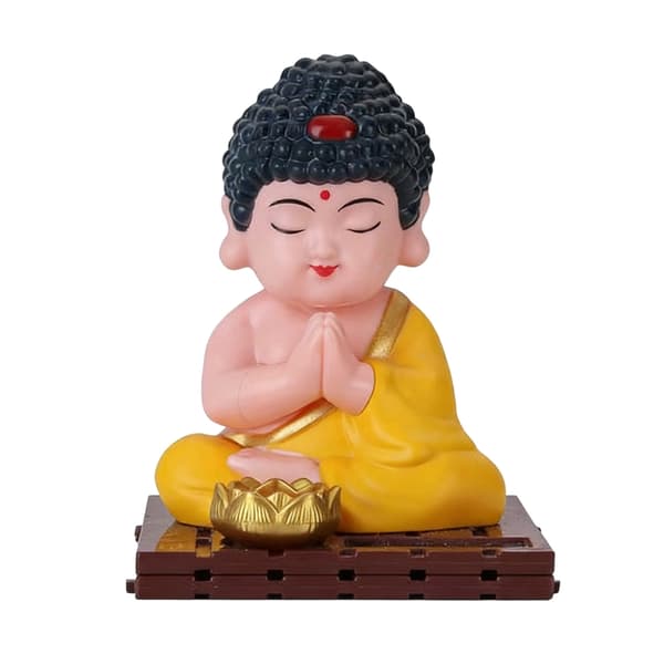 Zen-stil Solar Nikker Buddha-statue Bilpynt ABS for fredelig kørsel