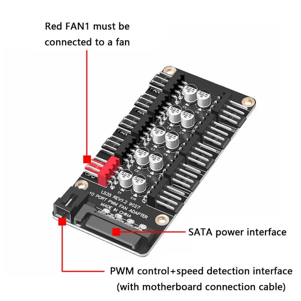 Silents Operation PWMs Computer Fan Controller 10 Hastighedsindstillinger