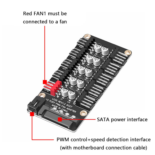 Silents Operation PWMs Datorfläktkontroller 10 Hastighetsinställningar