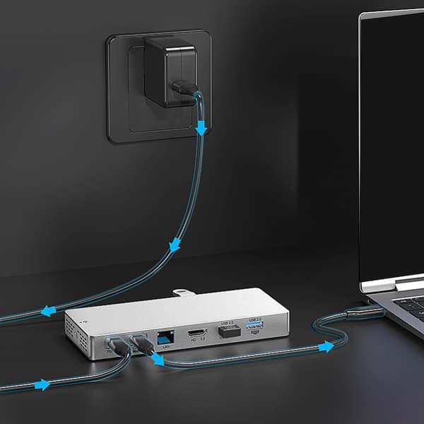 14-i-1 USB C Dock Aluminium 4K HDTV 10 Gbps USB 3.2 Gen2 100WPD til bærbar computer
