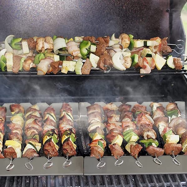 2-pak Kebab Rack til Kebabspyd Rustfrit stål Spydholder Stand