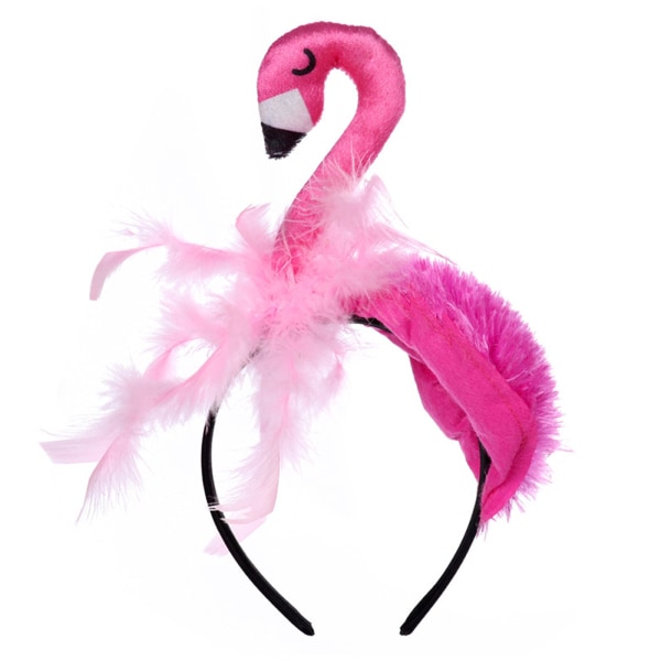 Opiskelijat kuvaavat hiuspantalla täytettyä flamingo-muotoista hiusvankaa Rave-bileisiin