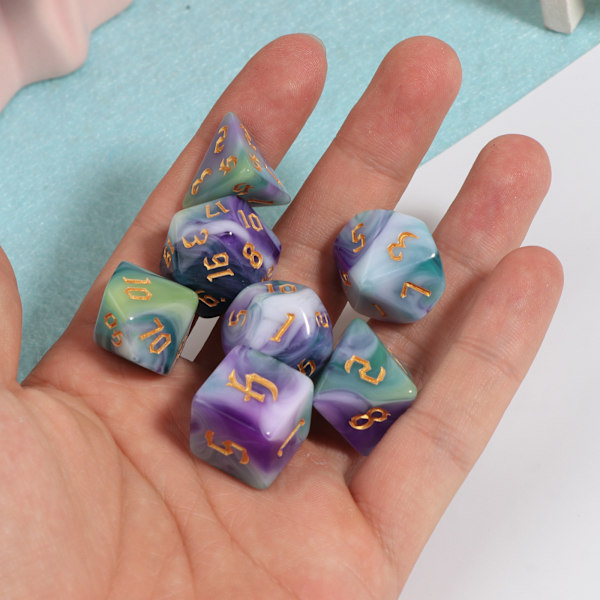 7 stk. Akryl Polyhedral Terningspil Terninger til Rollespil Brætspil 3