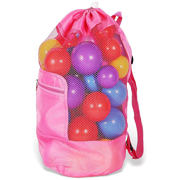 Mesh Beach Bag Stor Tote Ryggsäck Simma och Pool Barn Leksaker Bollar Förvaring Dubbel Justerbar axelrem Polyester