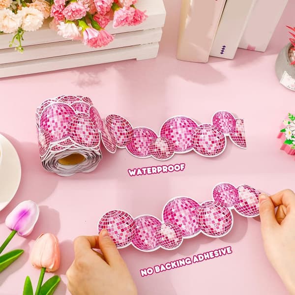 10M Rosa Discokula Anslagstavla Kantdekal för Scrapbooking Barnrum