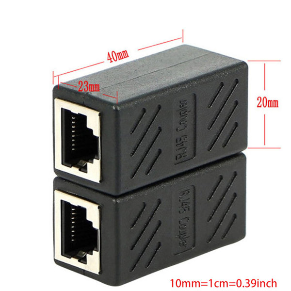 RJ45 hona till hona CAT6 nätverk Ethernet LAN-kontakt Adapterkoppling Black