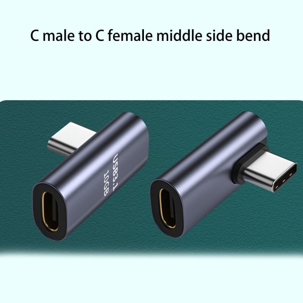 Rättvinklad USB C 90 graders USB Typ C 3.1 hane till hona förlängare aluminium