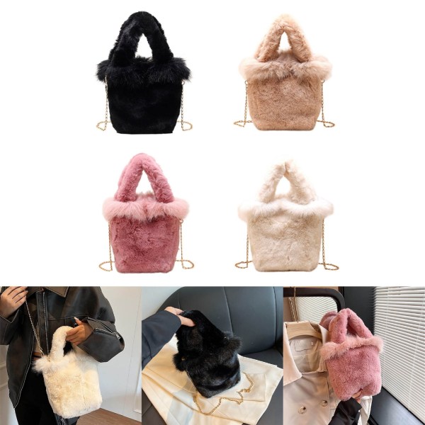 Mångsidig Crossbody-väska Trendig väska Vinter axelväska Kedjeväska Black