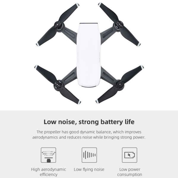 Propellervinge Passar för DJI-Spark- drone Lågt ljud vinge vikbart blad White border