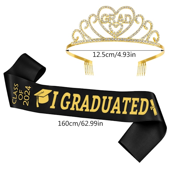 Gradueringsstole og sash for høyskoleavslutningsseremoni 2024 Black Set