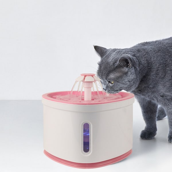 2L automatisk sällskapsdjur katter vattenfontän dispenser för hundar vattnare för katt dricker matar skål Behållare vatten utfodring Pink