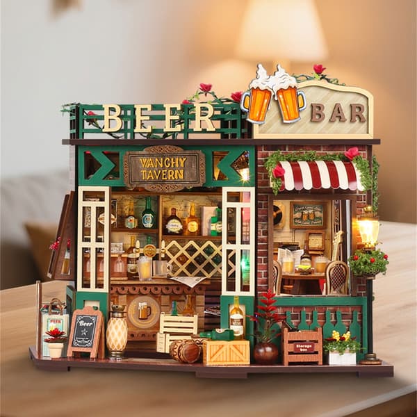 Håndlavet Mini Pub Scene Træ Samlesæt Til Kreativ Dekoration