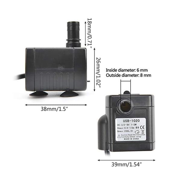 Mini Dränkbar Vattenpump 200L/H Tyst för Akvarier Bordsfontäner