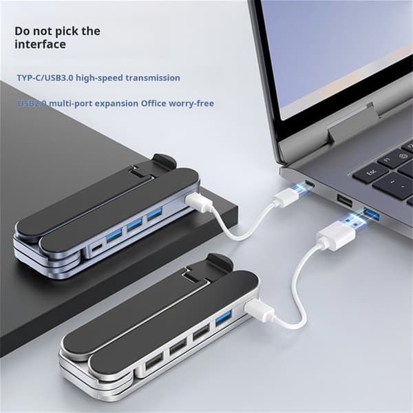 Sæt bærbar computerstander udstyret med USB-udvidelse til adskillige gadgets