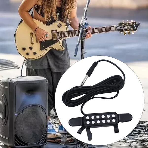 Gitar Pickups 6 Hull Lydhull Transduser Forsterker med Kabel, 6.35mm Socket