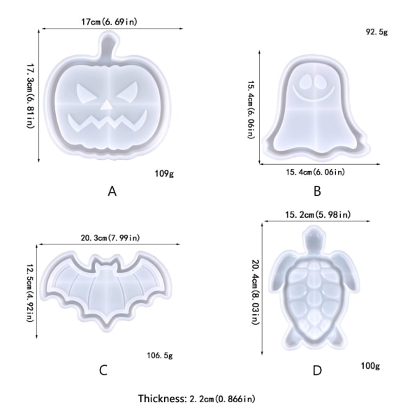 Frugt Vinkop Bakkeform Halloween græskar flagermus Silikone Epoxy Harpiks Coaster Form Bruges til at lave Agatstykker Coasters C