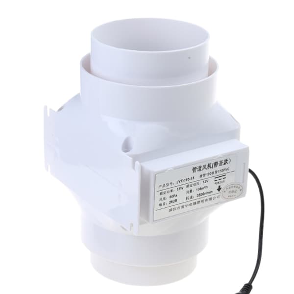 12V 4-tommers Inline Kanalventilator Ventilation til Badeværelse og Køkkenventilation