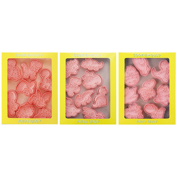 Set med 24 tecknade dinosaurieformade gör-det-själv-kakor PP-material Kexformar Kexformar Molds för bakning