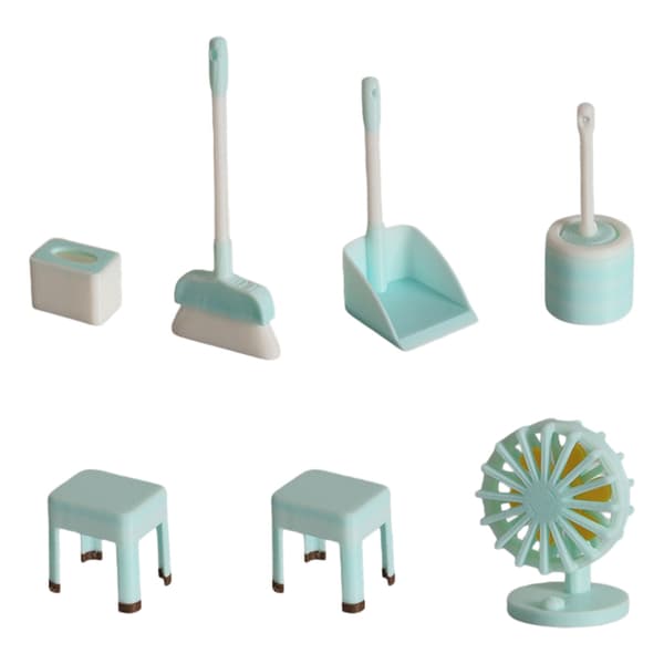 1/12 Skala Dukkehus Tilbehør Miniature Kost Og Fejebakke Model Figur Sæt