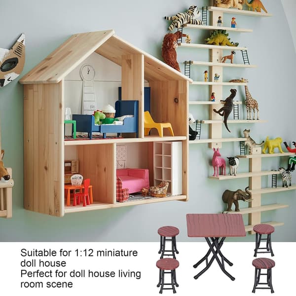 1/12 Skala Dockhus Möbler Set Plast Hopfällbart Bord och 4 Stolar 5-pack